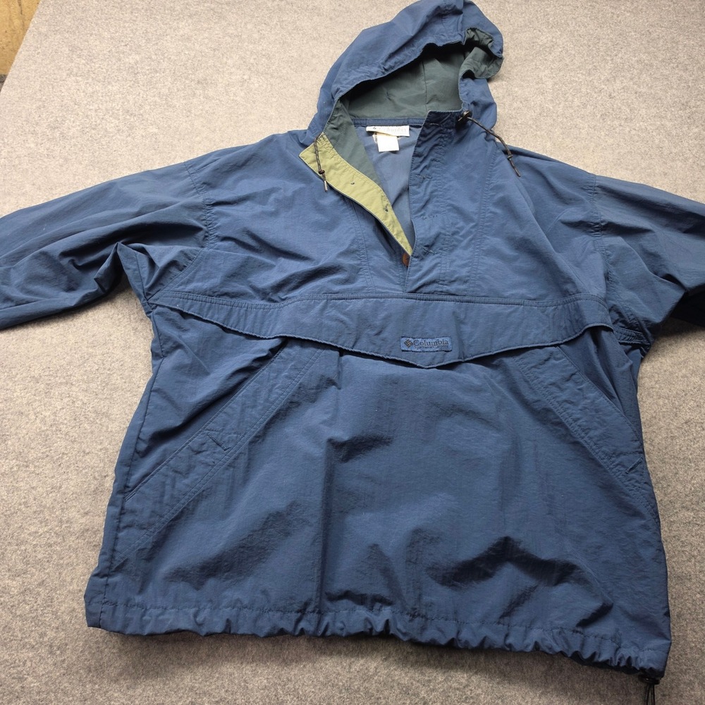 Vintage Columbia Sportswear Navy Blue Anorak Windbreaker Pullover Mens Large